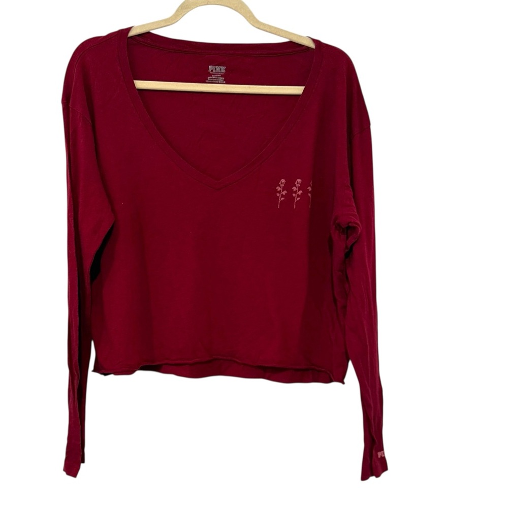 Victoria’s Secret PINK Medium Burgundy V-Neck Long Sleeve Oversized Lounge